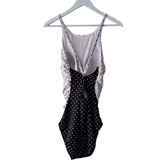 Talbots Miraclesuit One Piece Swimsuit High Neck Mixed Dot Black & White Size 16 - Picture 4 of 15
